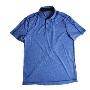 Lululemon Polo Shirt Mens Size Large Short Sleeve Performance Stretch Blue Seams